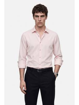 Snitch - Pastel Pink Solid Full Sleeves Slim Formal Shirt for Men