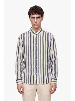 Snitch - Cream Stripes Full Sleeves Regular Casual Shirt for Men