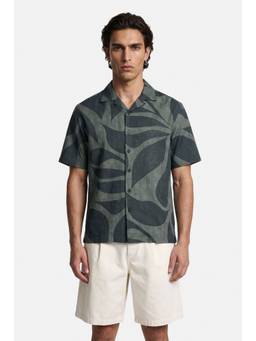 Snitch - Dark Green Half Sleeves Boxy Shirt for Men