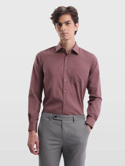 Arrow - Men's Brown Solid Manhattan Slim Fit Shirt