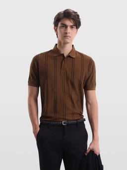 Arrow Sports - Men's Vertical Striped Regular Fit Polo T-Shirt