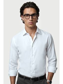 Snitch - White Solid Full Sleeves Slim Formal Shirt For Men