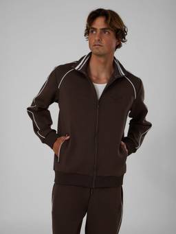 Guess - Regular Fit Brown High Neck Solid Edwin Ottoman Interlock Jacket