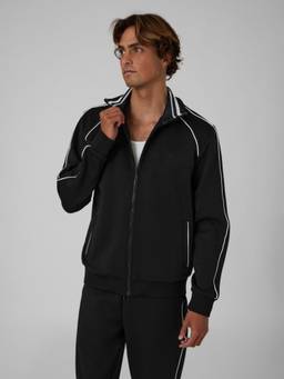 Guess - Regular Fit Black High Neck Solid Edwin Ottoman Interlock Jacket