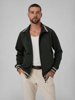 Guess - Relaxed Fit Green High Neck Monogram Wallace Full Zip Jacket