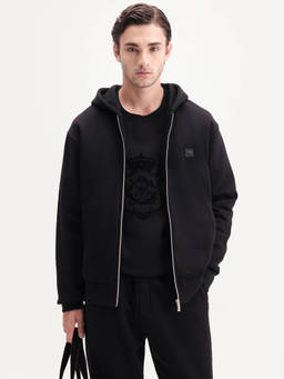 Rare Rabbit - Anderson-A26 Men Black Solid Zip-Up Hooded Jacket