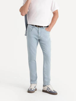 Rare Rabbit - Ankl 26 Men Hawk Straight Light Blue Solid Zipper Jeans