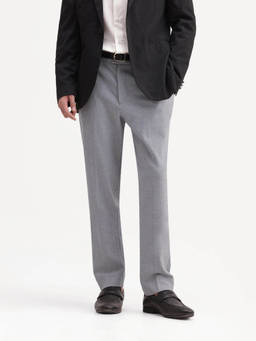 Rare Rabbit - Austin-A26 Men Light Grey Plain Regular Fit Trousers