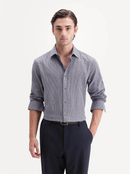 Rare Rabbit - Diff Men Blue Checked Cotton Spread Collar Regular Fit Shirt