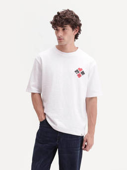 Rare Rabbit - Men White Graphic Print Crew Neck Cotton Blend Regular T-Shirt