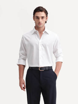 Rare Rabbit - Fable Men White Textured Cotton Regular Fit Shirt