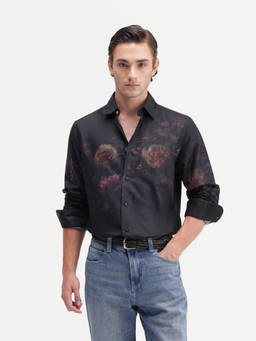 Rare Rabbit - Gyde Men Black Floral Print Regular Fit Shirt