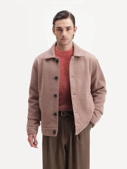 Rare Rabbit - Kizo Men Dusky Pink Solid Spread Collar Button Jacket
