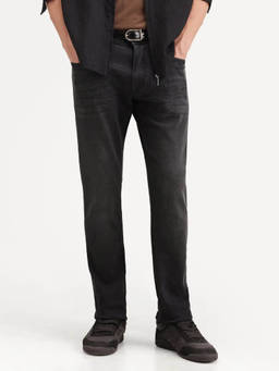 Rare Rabbit - Kurom Men Straight Fit Dark Grey Solid Jeans