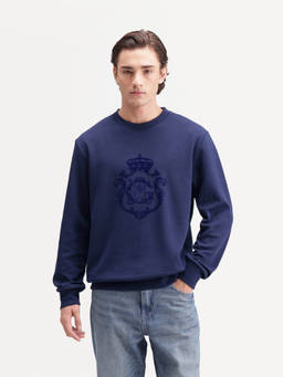 Rare Rabbit - Lago Men Navy Blue Crew Neck Sweatshirt