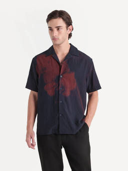 Rare Rabbit - Limz Men Navy Blue Floral Print Regular Fit Shirt