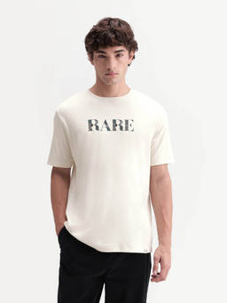 Rare Rabbit - Marcus Men Off White Graphic Print Crew Neck T-Shirt