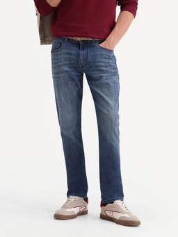 Rare Rabbit - Mod Men Straight Fit Blue Solid Jeans