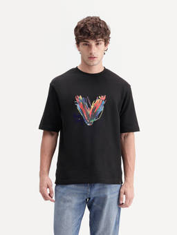 Rare Rabbit - Myko Men Black Graphic Print Crew Neck T-Shirt