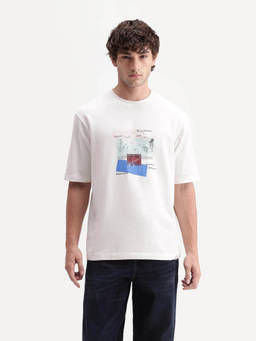 Rare Rabbit - Oris Men Off White Graphic Print Crew Neck T-Shirt