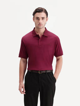 Rare Rabbit - Row-A26 Men Maroon Solid Cotton Polo T-Shirt