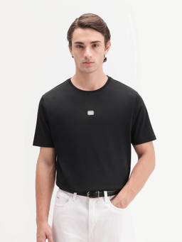 Rare Rabbit - Werf Men Black Solid Cotton Crew Neck Regular T-Shirt