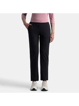 Jockey - 1302 Women Super Combed Cotton Elastane Track Pant - Black Melange