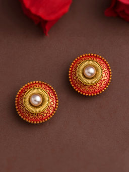 E2O - Red Classic Stud Floral Earrings