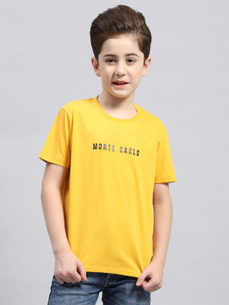 Monte Carlo - Boys Mustard Round Neck Half Sleeve Regular Fit T-Shirt