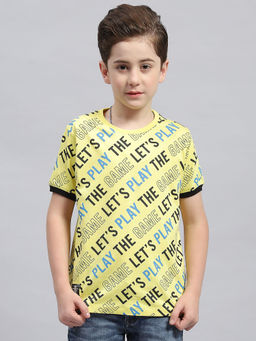Monte Carlo - Boys Yellow Round Neck Half Sleeve Regular Fit T-Shirt