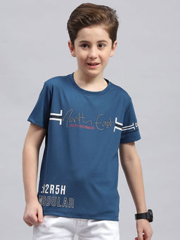 Monte Carlo - Boys Teal Round Neck Half Sleeve Regular Fit T-Shirt