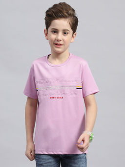 Monte Carlo - Boys Light Purple Round Neck Half Sleeve Regular Fit T-Shirt