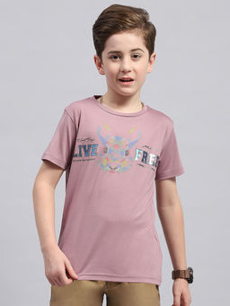 Monte Carlo - Boys Pink Round Neck Half Sleeve Regular Fit T-Shirt