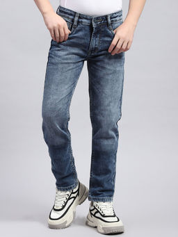 Monte Carlo - Boys Blue Solid Slim Fit Denim
