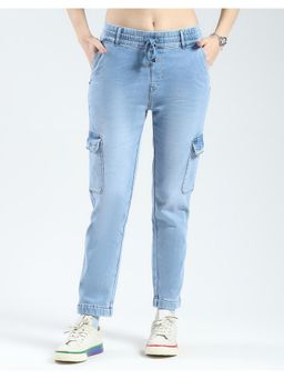 Monte Carlo - Women Solid Slim Fit Cargo Pocket Jeans