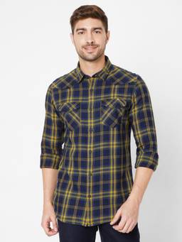 Spykar - Yellow Cotton Slim Fit Shirts For Men