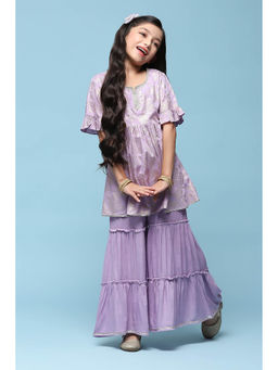 Biba - Rayon Lilac Printed Kurta (Set of 2)