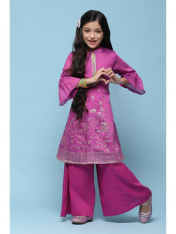 Biba - Polyester Purple Printed Kurta (Set of 2)