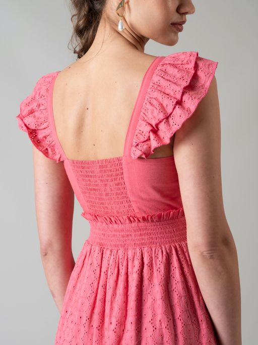 Buy Style Island Women's Cotton Fit And Flare Elle Hot Pink Maxi Dress  Online