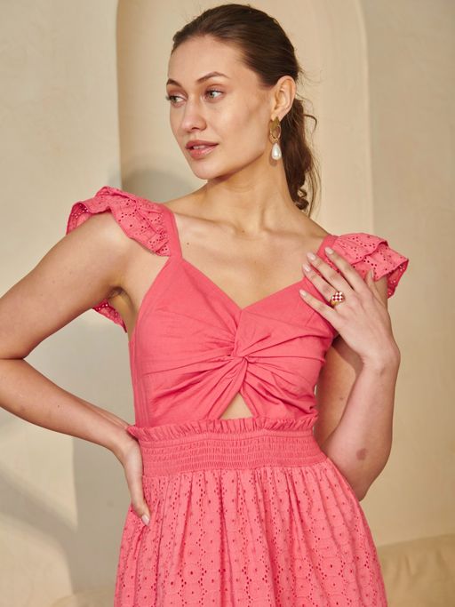 Buy Style Island Women's Cotton Fit And Flare Elle Hot Pink Maxi Dress Online Buy Style Island Women's Cotton Fit And Flare Elle Hot Pink Maxi Dress Online