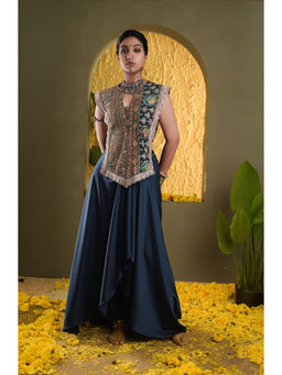 DIVYA SAMAL - Blue Afreen Embellished Top and Palazzo
