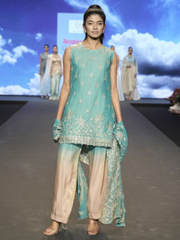 DIVYA SAMAL - Green Neelaya Embellished Short Kurta and Pant with Dupatta