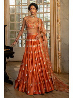 Paulmi & Harsh - Nimrit Rust Lehenga with Choli and Dupatta