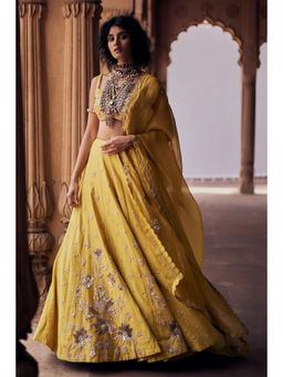 Paulmi & Harsh - Sage Yellow Lehenga with Choli and Dupatta