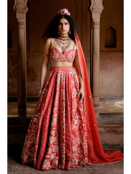 Paulmi & Harsh - Jean Red Lehenga with Choli and Dupatta