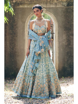 Paulmi & Harsh - Vivienne Blue Lehenga with Choli and Dupatta