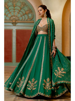 Paulmi & Harsh - Kimiko Green Lehenga with Choli and Dupatta
