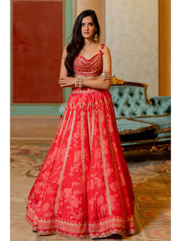 Paulmi & Harsh - Zoey Red Lehenga with Choli and Dupatta