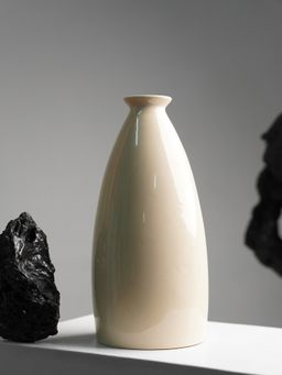 Folkstorys - White Ceramic Elongated Vase