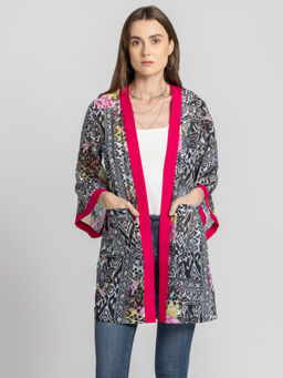 SHAYE - Multi-Color Floral Printed Flared Sleeves Shrug
